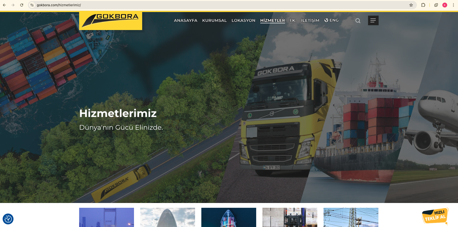 Gökbora ana sayfa — global lojistik hizmet yapısı