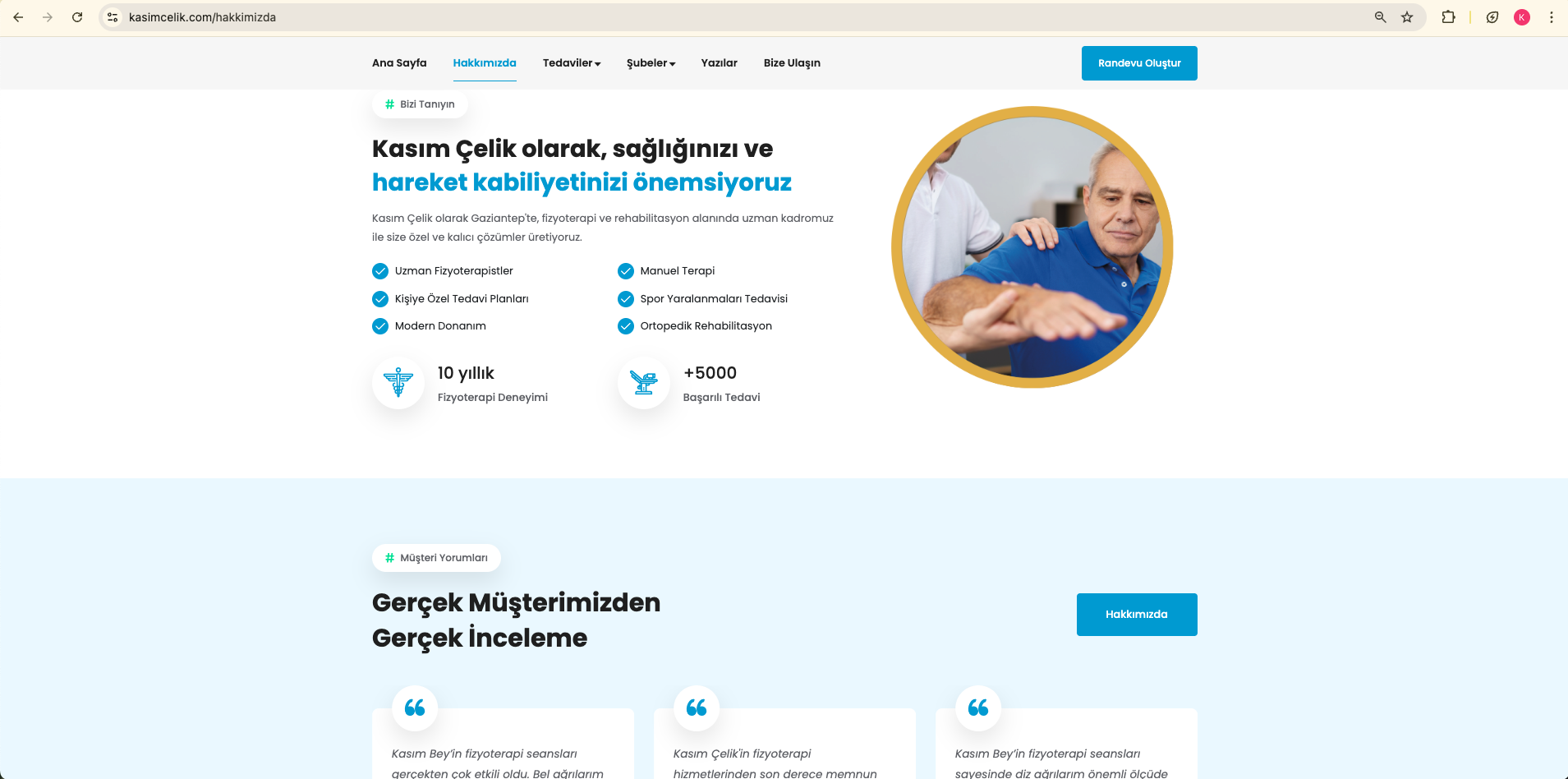 Kasım Çelik ana sayfa — hizmet ve klinik yapısı