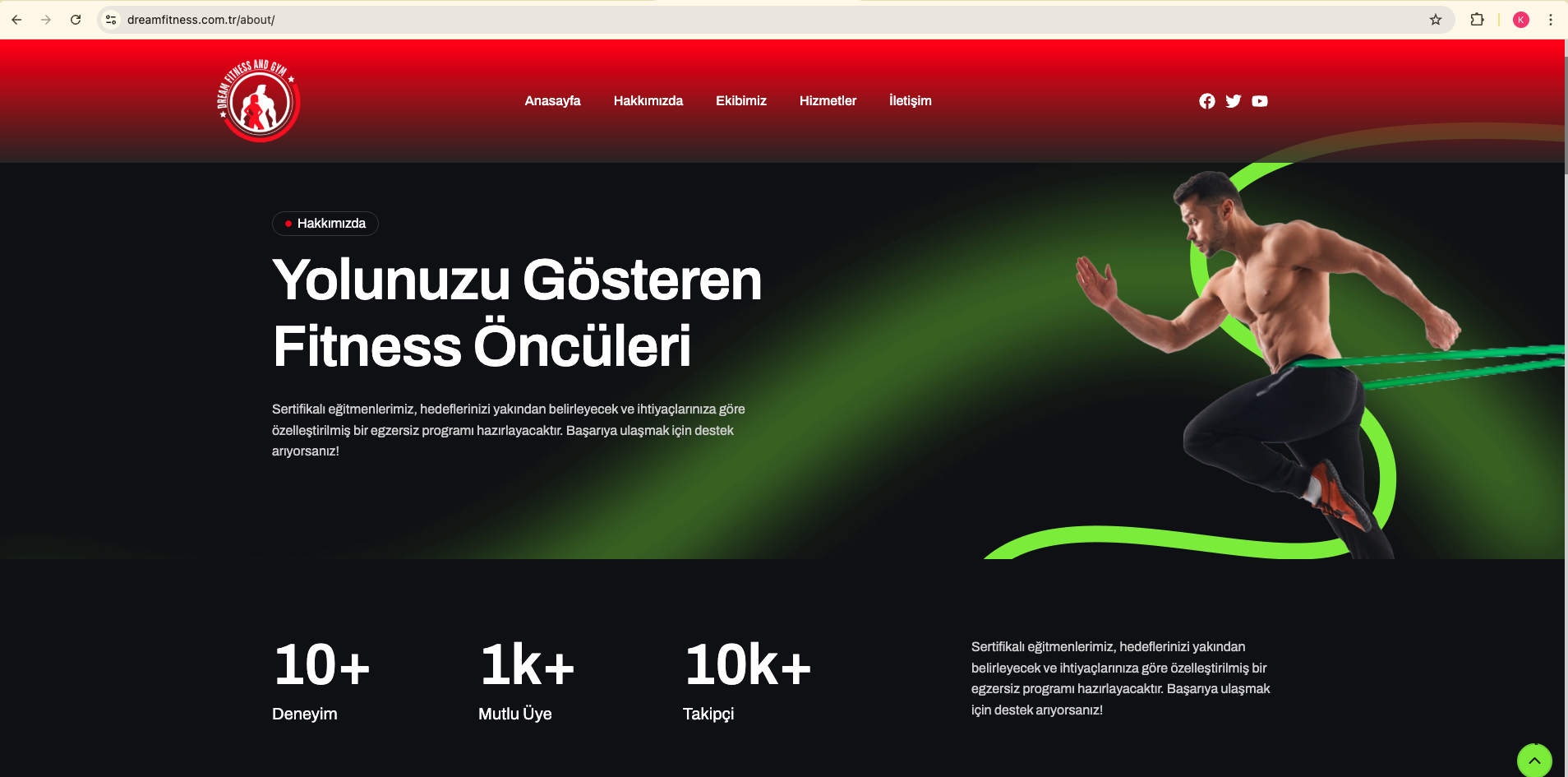 Dream Fitness ana sayfa — spor ve antrenman yapısı