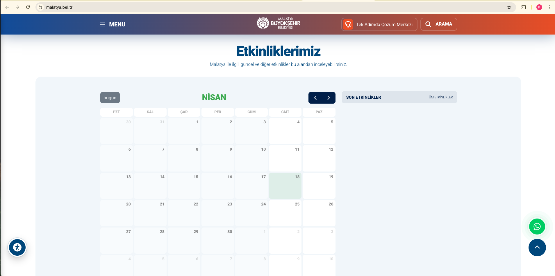 Malatya Belediyesi ana sayfa — hizmet ve duyuru yapısı