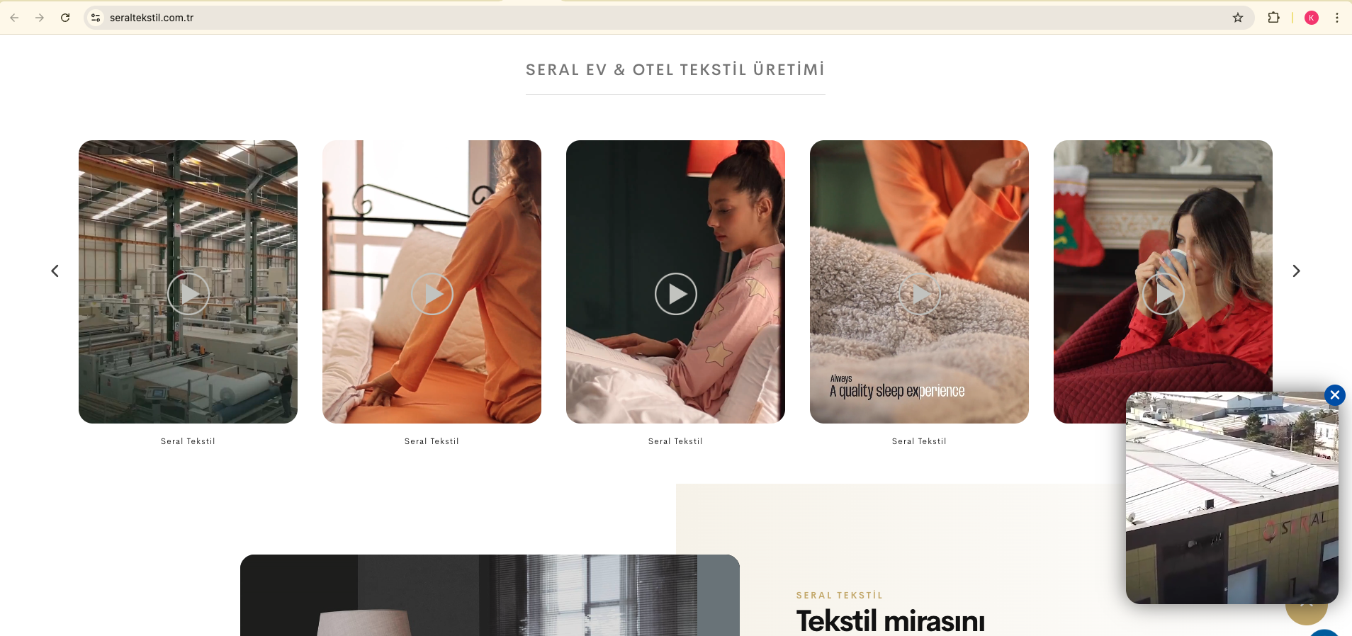 Seral Tekstil ana sayfa — ürün ve üretim yapısı