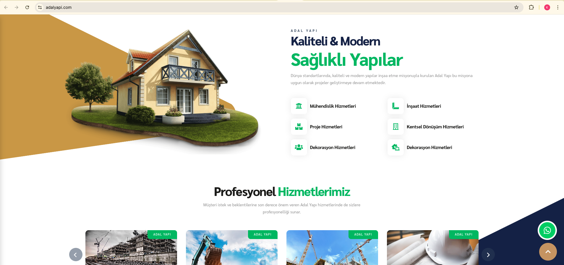 Adal Yapı ana sayfa — proje ve konut yapısı