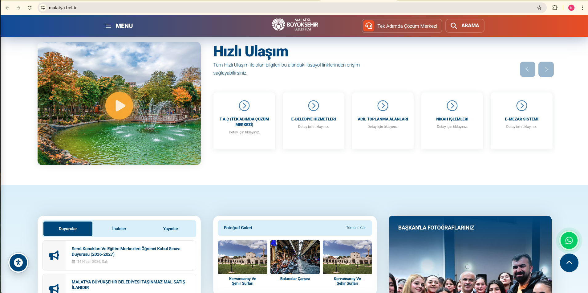 Malatya Belediyesi hizmet sayfaları — SEO yapı