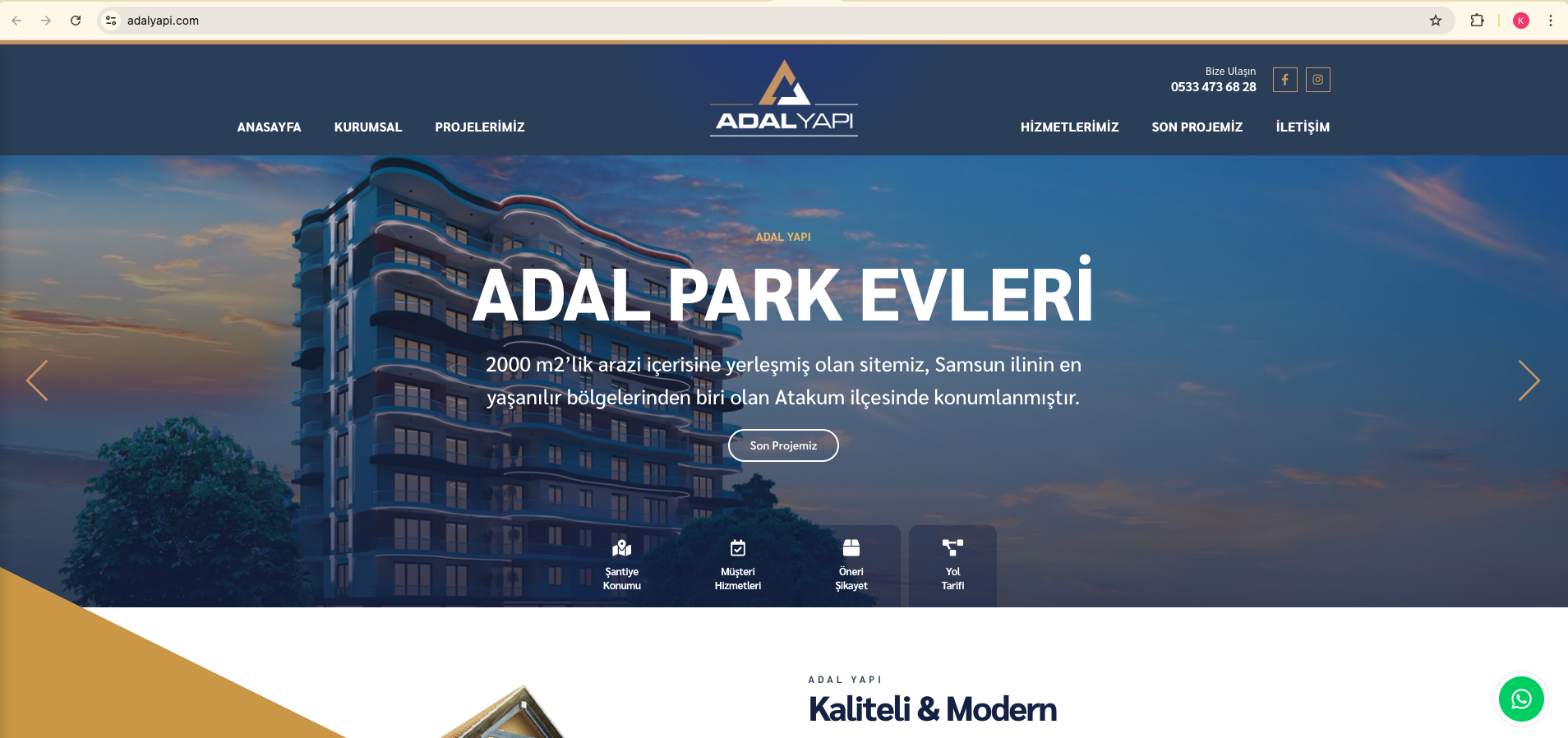 Adal Yapı proje sayfaları — SEO yapı
