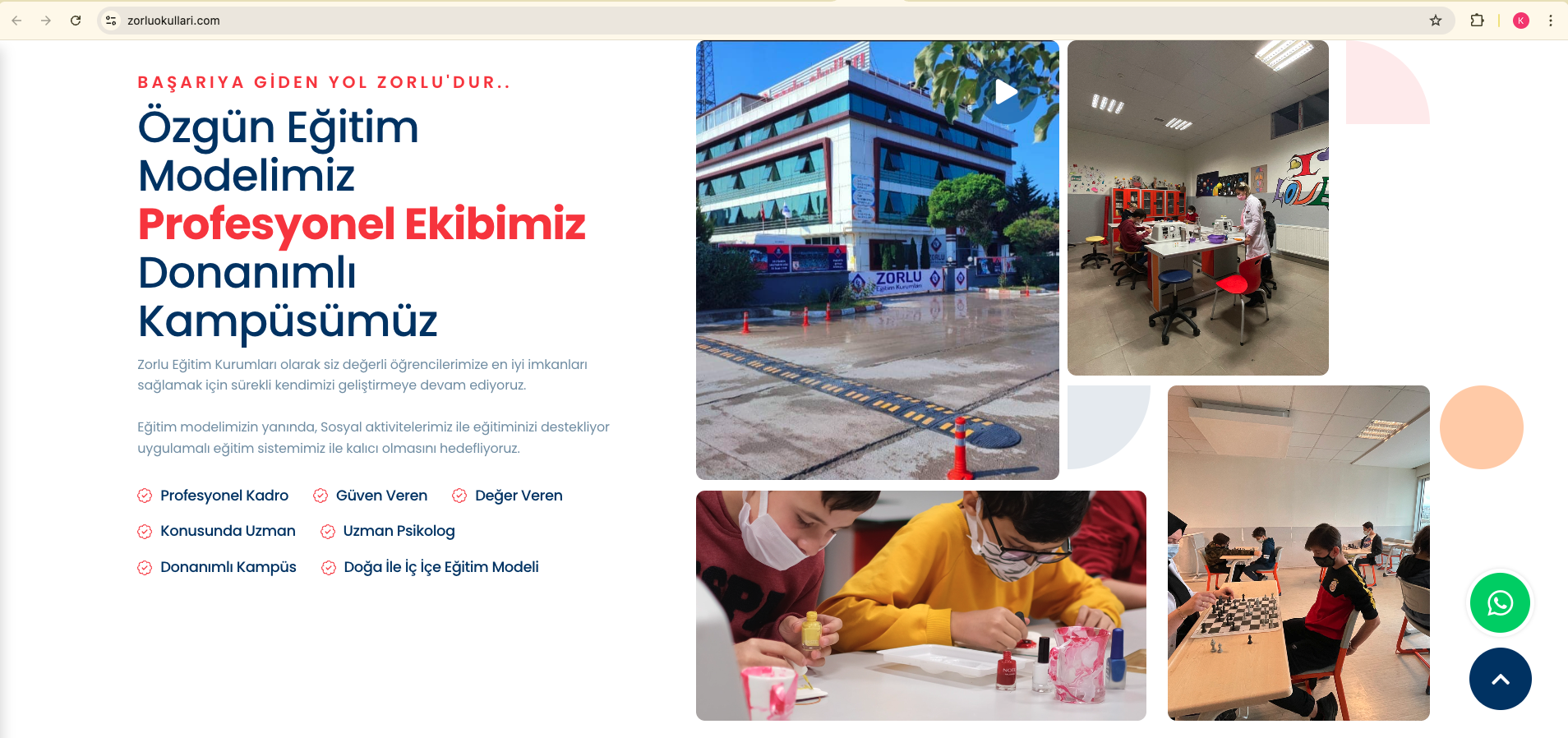 Zorlu Okulları eğitim sayfaları — SEO yapı