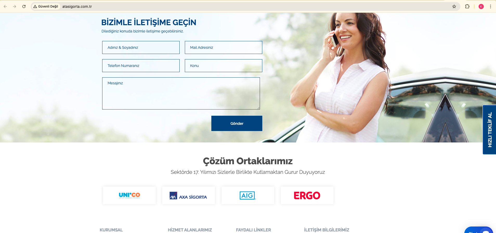 Ata Sigorta hizmet sayfaları — SEO yapı