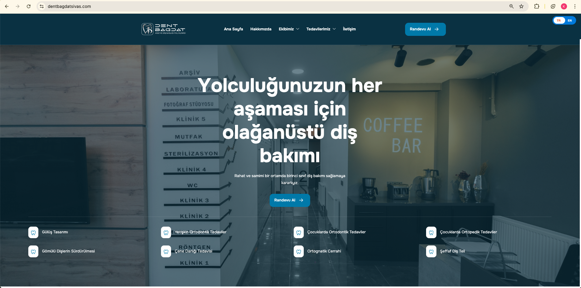 Dent Bağdat Diş Kliniği — masaüstü web arayüzü