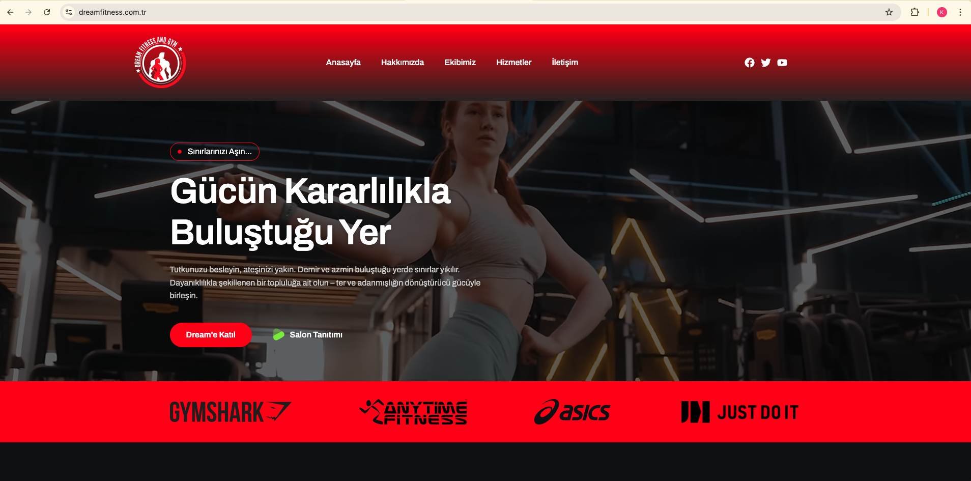 Dream Fitness — masaüstü web arayüzü