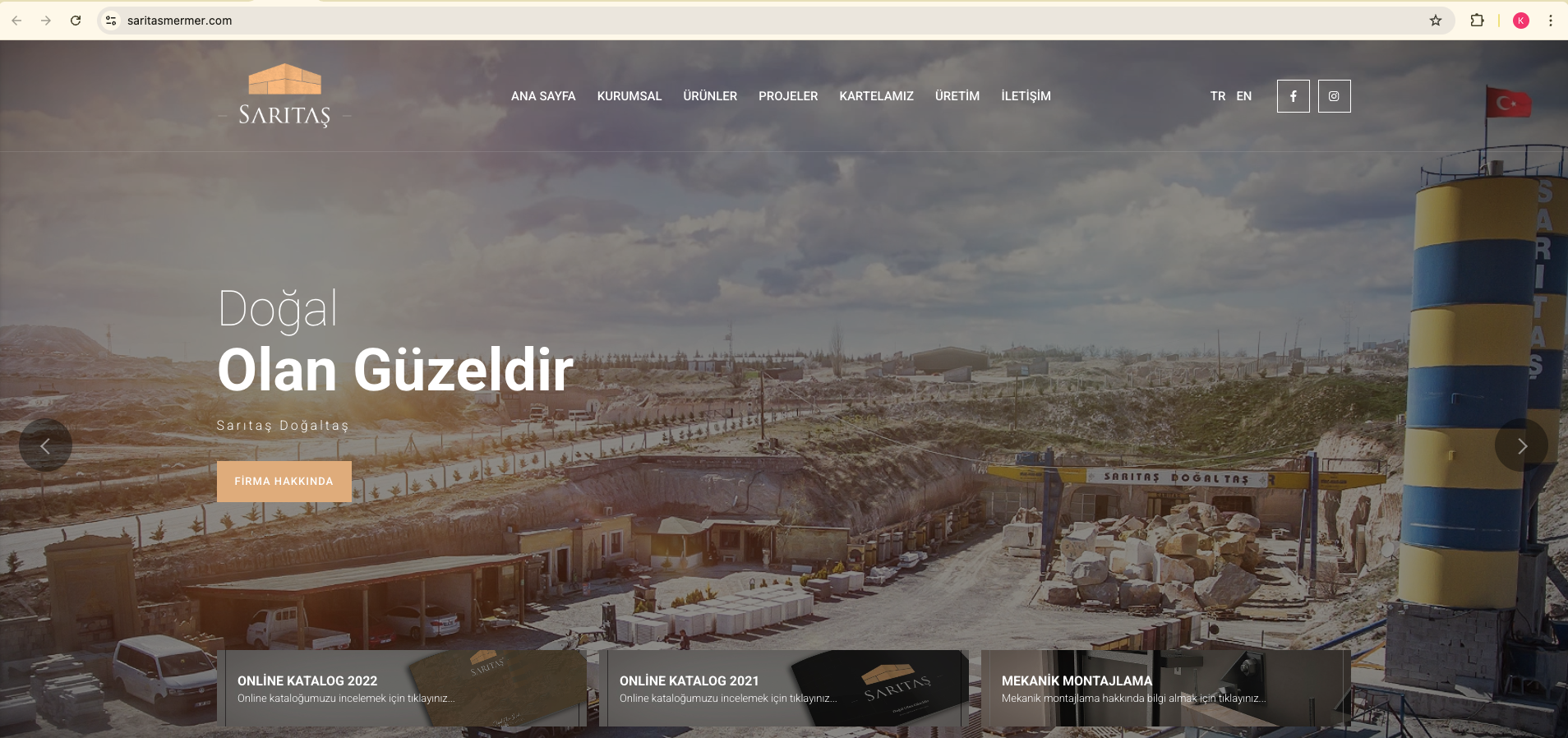 Sarıtaş Mermer — masaüstü web arayüzü