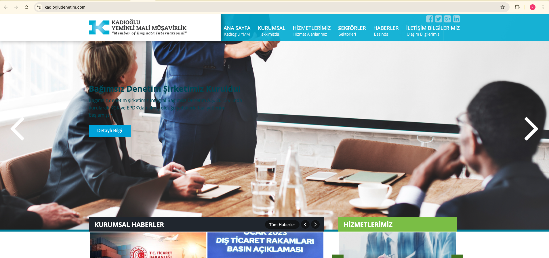 Kadıoğlu Denetim — masaüstü web arayüzü