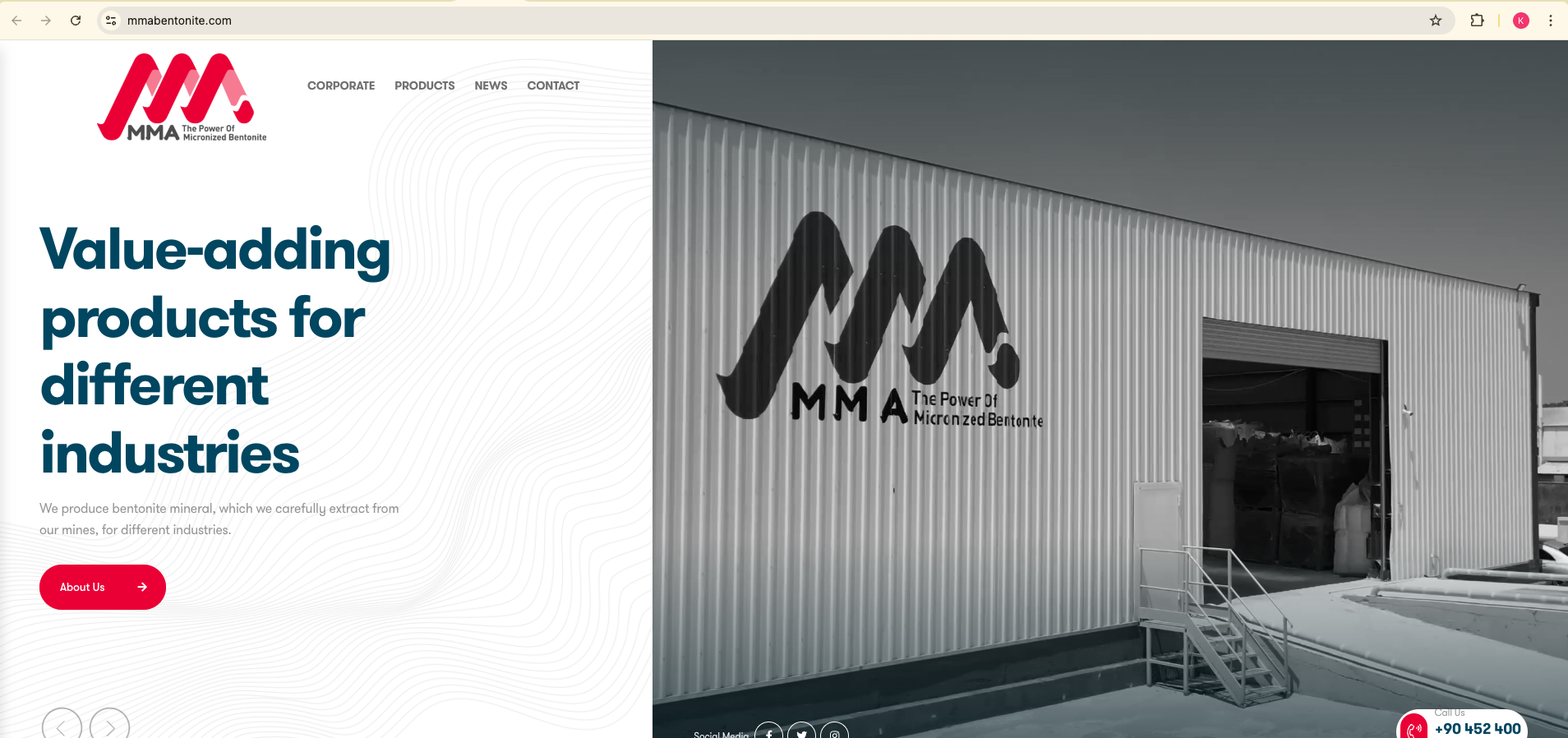MMA Bentonite — masaüstü web arayüzü