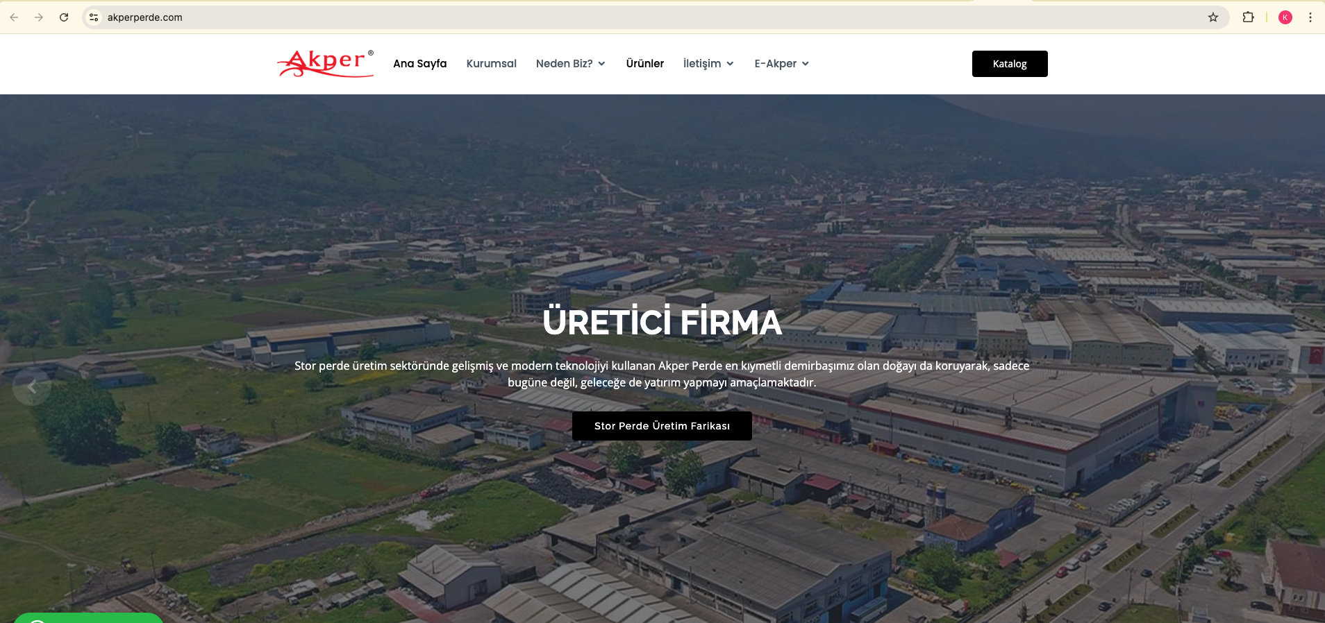 Akper Perde — masaüstü web arayüzü